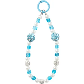 Mobilsmycke Turkos/vit bling.