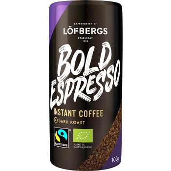Snabbkaffe Bold Espresso Ekologisk 100g Fairtrade Löfbergs