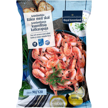 Räkor 90-120st/kg Fryst 1kg Royal Greenland