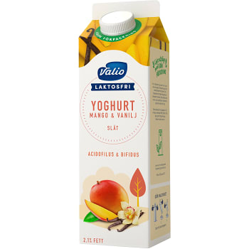 Yoghurt Mango &amp; vanilj Slät Laktosfri 2,1% 1l Valio Eila