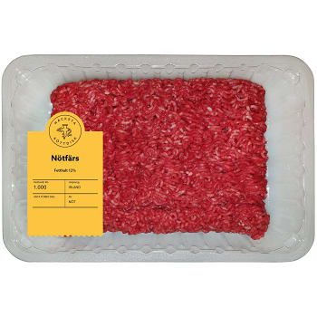 Nötfärs 1kg Fetthalt 12% Hacksta Köttdisk