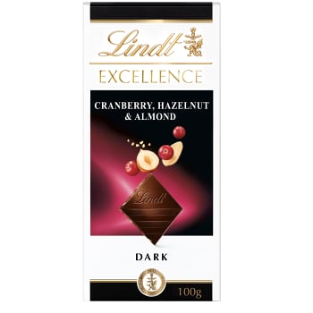 Chokladkaka EXCELLENCE Tranbär Hasselnöt Mörk 100g Lindt