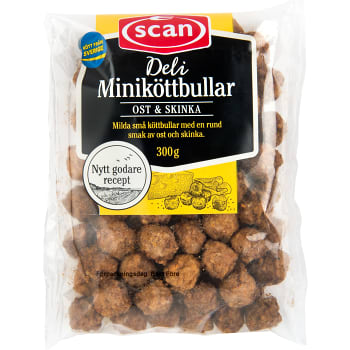 Köttbullar Mini ost &amp; skinka Stekta 300g Scan