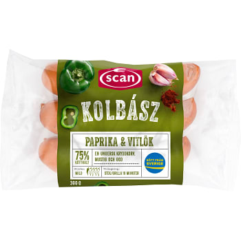 Kryddkorv Kolbasz Paprika &amp; Vitlök 75% Kötthalt 300g Scan