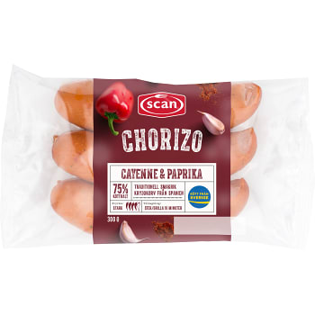 Chorizo Cayenne &amp; Paprika 75% Kötthalt 300g Scan