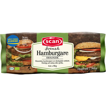 Hamburgare Fryst 4x90g 360g KRAV Scan