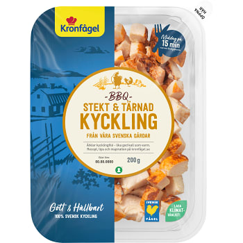 Kyckling Stekt &amp; Tärnad BBQ smak 200g Kronfågel