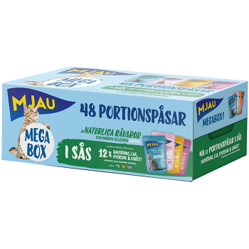 Kattmat Megabox Kött & Fisk i Sås 48-p 4,08kg Mjau
