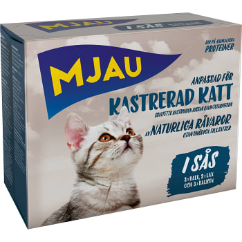 Kattmat för Kastrerad Kalv Lax Kalkon 8-p 680g Mjau