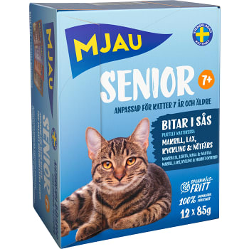 Kattmat Senior Multibox i sås 12-p 85g Mjau
