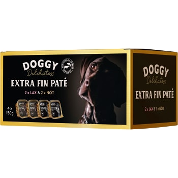 Hundmat Delikatesspaté Nöt Lax 4-p Doggy Delikatess