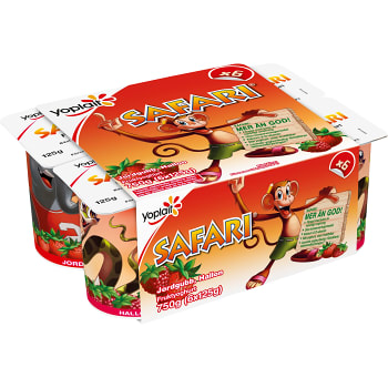 Yoghurt Safari Jordgubb & hallon 6-p 750g Yoplait