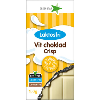 Chokladkaka Vit chokladcrisp Laktosfri 100g Greenstar
