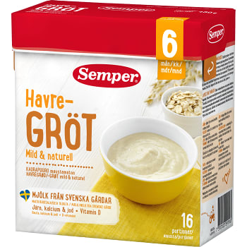 Havregröt Naturell Från 6m 480g Semper