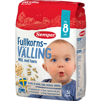 Fullkornsvälling Mild med havre Från 8m 5l Semper