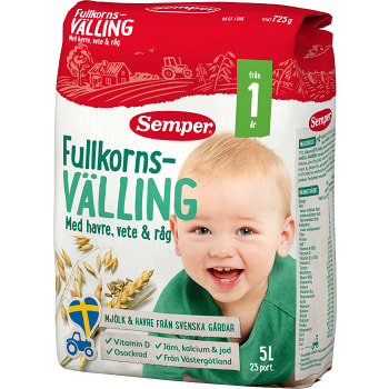 Fullkornsvälling Havre vete & råg Från 1år 5l Semper
