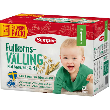 Fullkornsvälling Havre vete & råg Från 1år 20l Semper | Handla mat ...