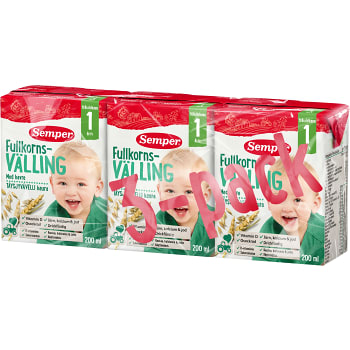 Fullkornsvälling havre Drickfärdig Från 1år 3-p 600ml Semper