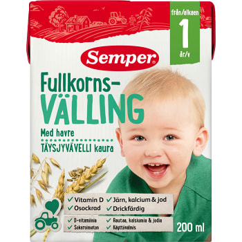 Fullkornsvälling med havre Drickfärdig Från 1år 200ml Semper