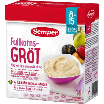 Fullkornsgröt Katrinplommon & päron Från 8 mån 14 port 470g Semper