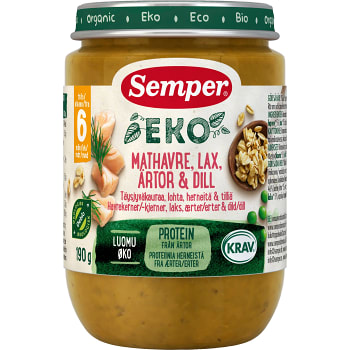 Barnmat Havre Lax Ärtor 6m Ekologisk 190g KRAV Semper