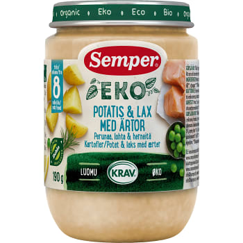 Potatis med lax & ärtor Från 8m 190g KRAV Semper