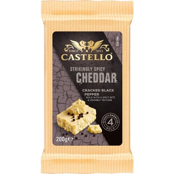 Cheddar Svartpeppar 200g Castello