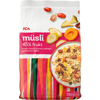 Müsli 45% Frukt 750g ICA | Handla Mat Online Från Din Lokala ICA-butik