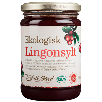 Lingonsylt 430g KRAV Torfolk Gård