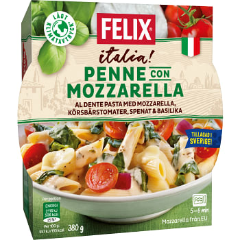 Penne con mozzarella Måltid Fryst 380g Felix