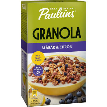 Granola Blåbär Citron 450g Pauluns