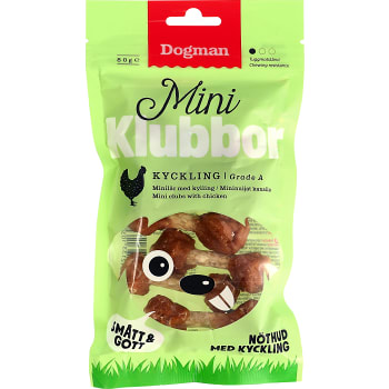 Miniklubbor med kyckling 80g Dogman