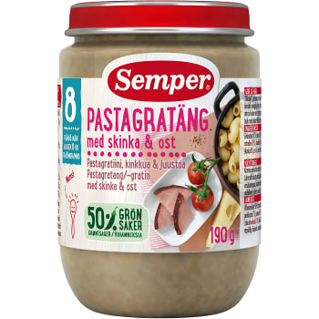 Pastagratäng med skinka & ost Från 8mån 190g Semper