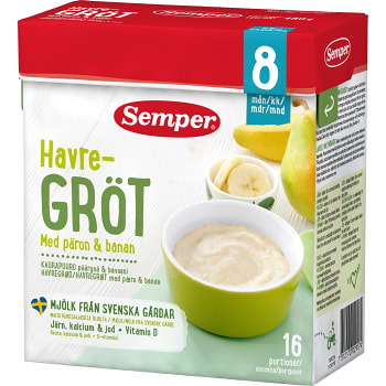 Fruktgröt Päron & banan Från 8 mån 16 port 480g Semper