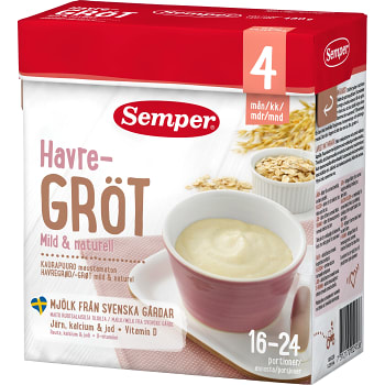 Havregröt Mild & naturell Från 4m 16 port 480g Semper