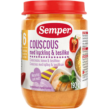 Couscous med kyckling & basilika Från 6m 190g Semper