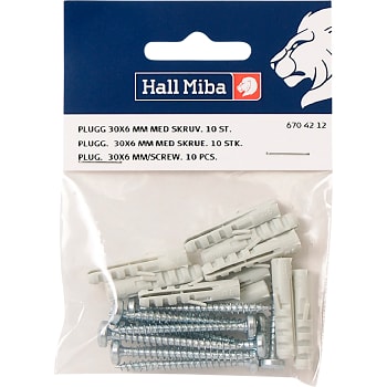 Plugg Röd 30x6mm 10-p Hall Miba