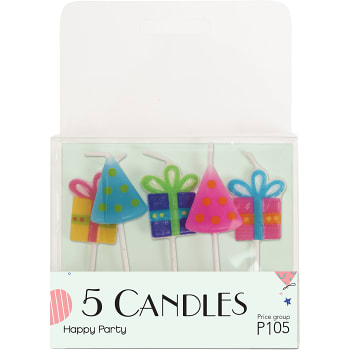 Tandpetarljus Present 5-p Happy Party