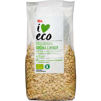 Gröna linser 400g KRAV ICA I love eco | Handla mat online från din ...