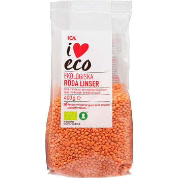 Röda linser Ekologisk 400g ICA I love eco