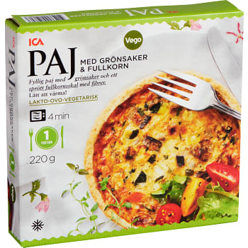 Grönsakspaj med fullkorn Fryst 220g ICA