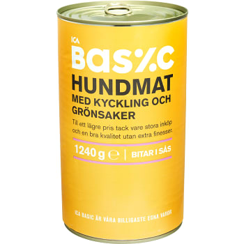 Hundmat Kyckling &amp; grönsaker 1240g ICA Basic