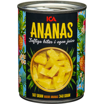 Ananasbitar i juice 340g ICA