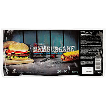 Hamburgare Fryst 20x90g 1,8kg ICA
