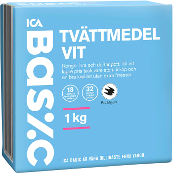 Tvättmedel Vit 1kg Miljömärkt ICA Basic