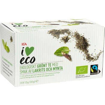 Grönt te Lakrits & mynta Ekologiskt 20-p ICA I love eco