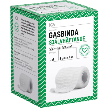 Gasbinda Självhäftande 8cm x 4m 1-p ICA Hjärtat