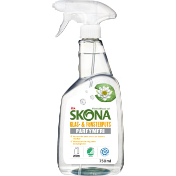 Rengöringsmedel Glas & fönster Spray Parfymfri 750ml Miljömärkt ICA Skona