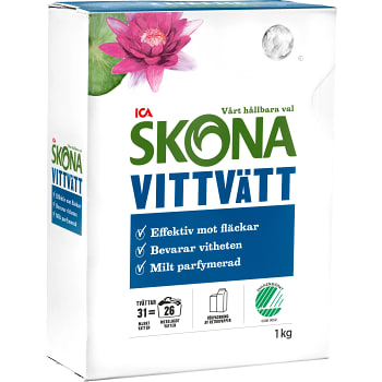 Tvättmedel Vittvätt Morgonsol 1kg Miljömärkt ICA Skona