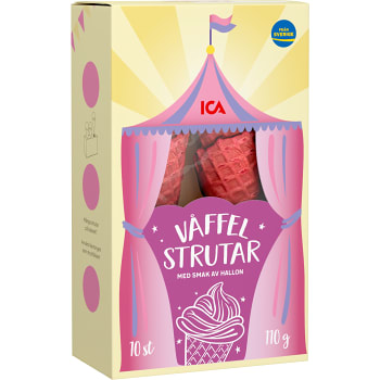 Våffelstrutar Med smak av hallon 110g 10-p ICA | Handla mat online från ...